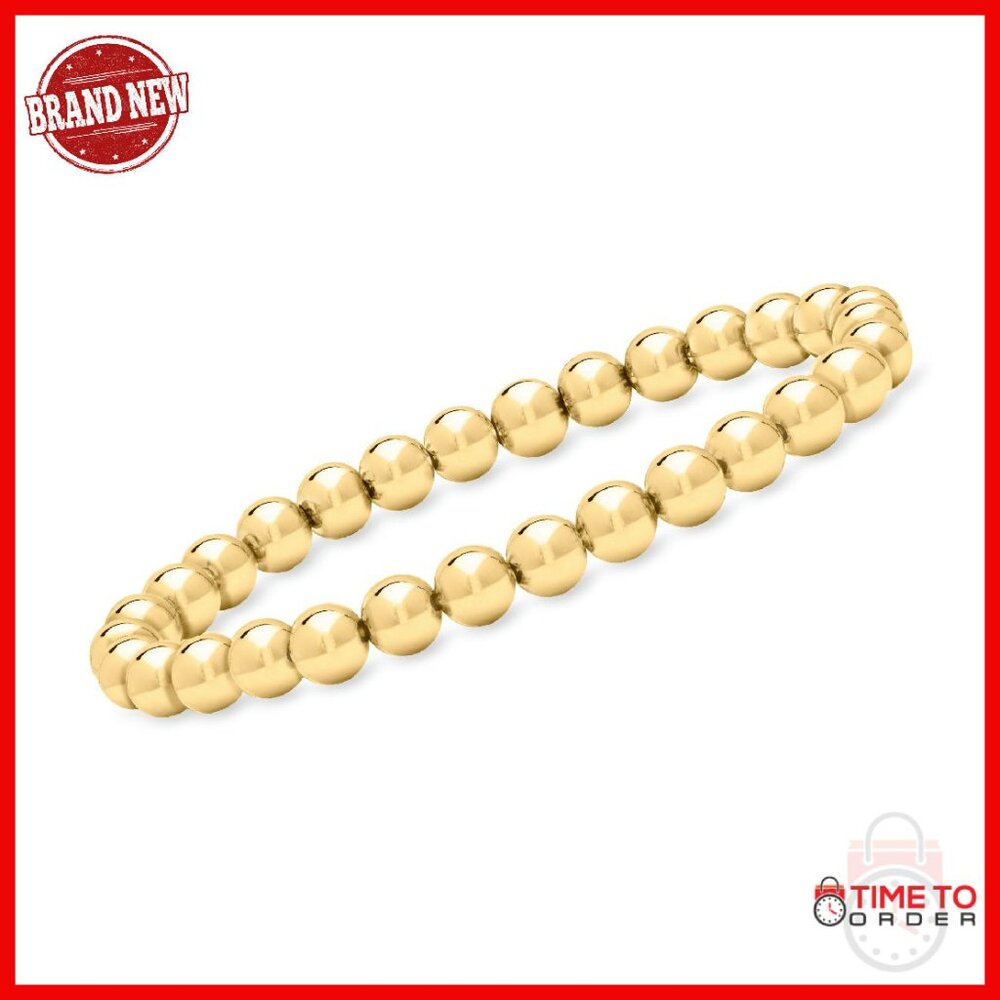 6mm Gold Over Sterling Stretch Bracelet 7 Inch Women's Jewelry